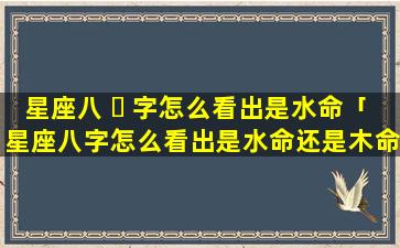 星座八 ☘ 字怎么看出是水命「星座八字怎么看出是水命还是木命 🐠 」